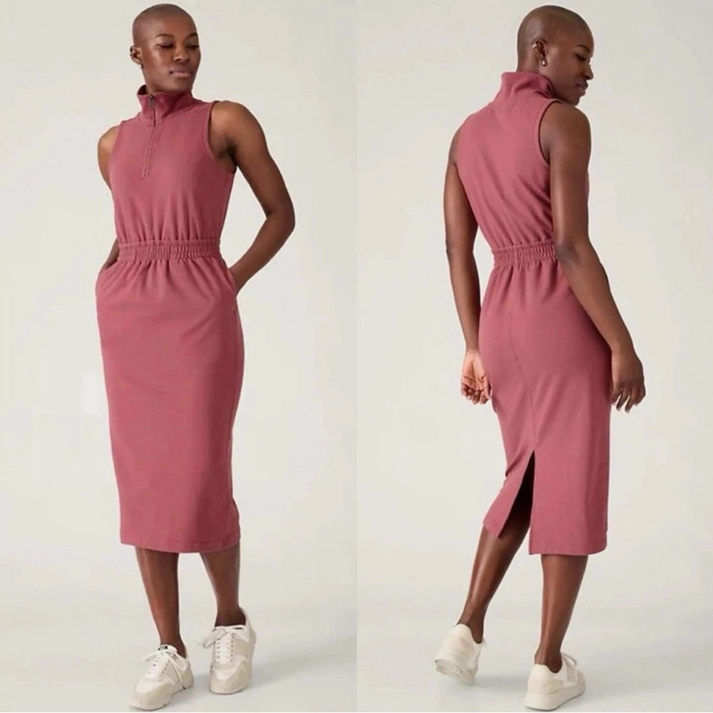 Athleta Sleeveless Midi Dress in Dusty Rose